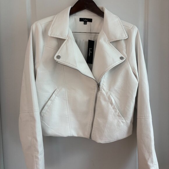 Lulu's Faux Leather White Moto Jacket - Picture 3 of 4